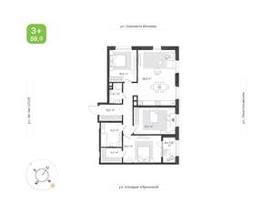 3-к квартира, вторичка, 89м2, 8/25 этаж