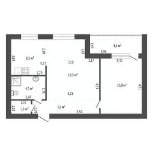 2-к квартира, вторичка, 55м2, 2/14 этаж