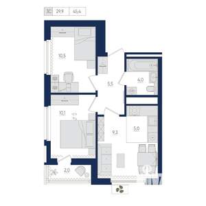 3-к квартира, вторичка, 45м2, 5/22 этаж