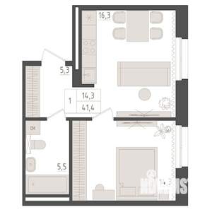 1-к квартира, вторичка, 41м2, 12/23 этаж