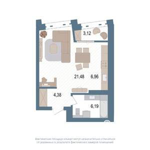 1-к квартира, вторичка, 41м2, 5/14 этаж