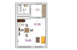 Студия квартира, вторичка, 32м2, 17/32 этаж