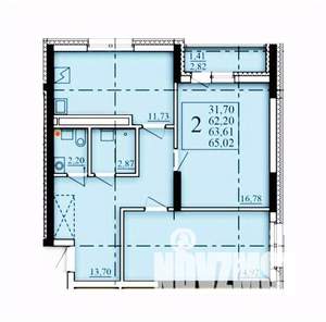 2-к квартира, строящийся дом, 64м2, 13/25 этаж