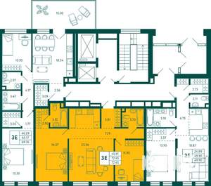 2-к квартира, вторичка, 72м2, 2/12 этаж