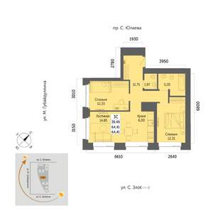 3-к квартира, вторичка, 64м2, 3/32 этаж