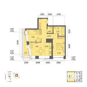 3-к квартира, вторичка, 58м2, 10/32 этаж