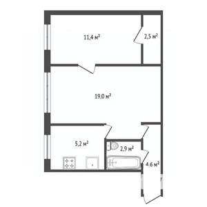 2-к квартира, вторичка, 46м2, 1/5 этаж
