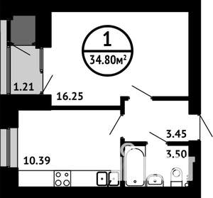 1-к квартира, вторичка, 35м2, 6/8 этаж