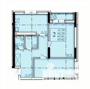 2-к квартира, строящийся дом, 64м2, 14/25 этаж
