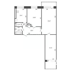 3-к квартира, вторичка, 61м2, 4/9 этаж