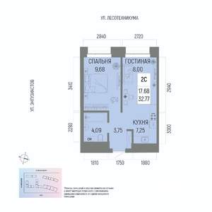 2-к квартира, вторичка, 33м2, 21/22 этаж