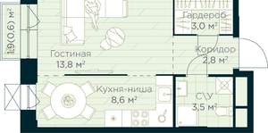 Студия квартира, вторичка, 32м2, 24/30 этаж