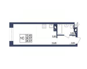Студия квартира, вторичка, 26м2, 27/34 этаж