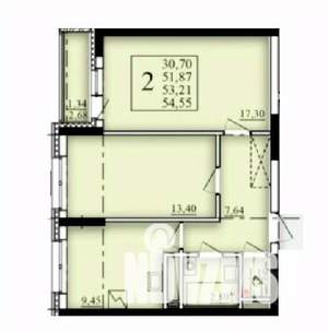 2-к квартира, строящийся дом, 53м2, 15/25 этаж