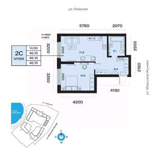 2-к квартира, вторичка, 46м2, 5/32 этаж