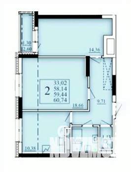 2-к квартира, строящийся дом, 59м2, 7/25 этаж