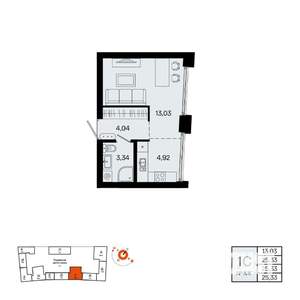 1-к квартира, вторичка, 25м2, 17/31 этаж