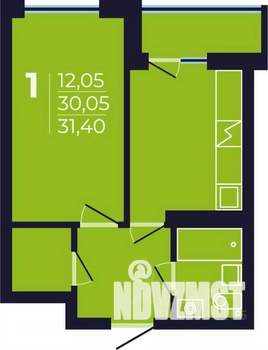 1-к квартира, строящийся дом, 32м2, 5/17 этаж