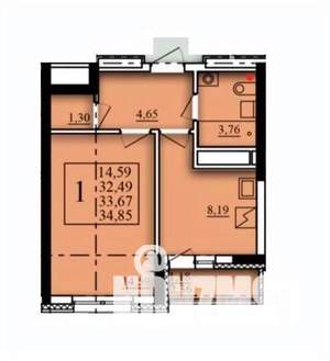 1-к квартира, вторичка, 34м2, 16/21 этаж