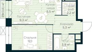 1-к квартира, вторичка, 39м2, 11/15 этаж