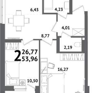 2-к квартира, вторичка, 54м2, 11/21 этаж