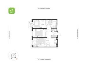 2-к квартира, вторичка, 72м2, 5/25 этаж