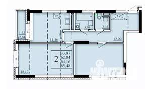 2-к квартира, строящийся дом, 64м2, 3/25 этаж