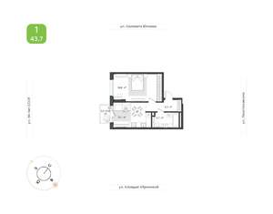 1-к квартира, вторичка, 44м2, 3/18 этаж