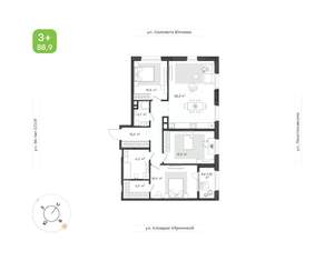 3-к квартира, вторичка, 89м2, 7/25 этаж