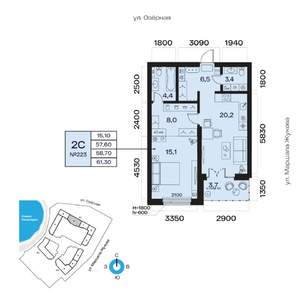 2-к квартира, вторичка, 59м2, 3/32 этаж
