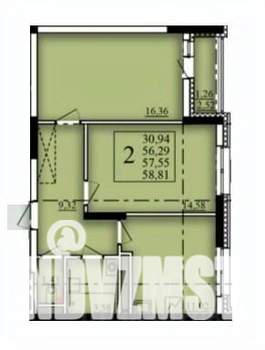 2-к квартира, вторичка, 58м2, 15/21 этаж