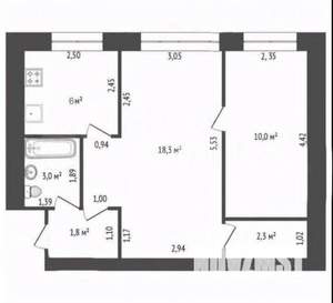 2-к квартира, вторичка, 43м2, 1/5 этаж