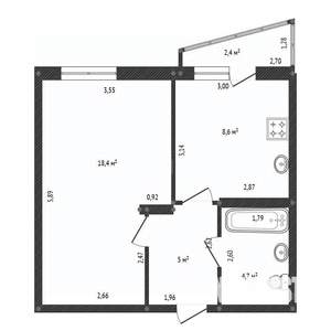 1-к квартира, вторичка, 36м2, 1/12 этаж