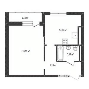 1-к квартира, вторичка, 42м2, 7/12 этаж