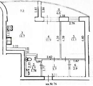 2-к квартира, вторичка, 55м2, 2/10 этаж