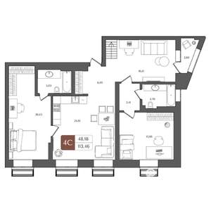 4-к квартира, строящийся дом, 113м2, 12/21 этаж