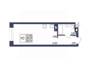 Студия квартира, вторичка, 26м2, 26/34 этаж