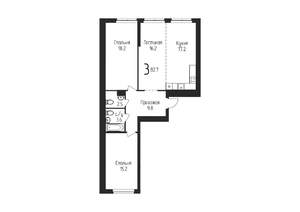 3-к квартира, строящийся дом, 83м2, 2/25 этаж