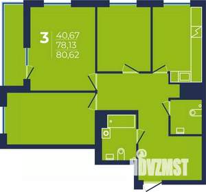 3-к квартира, строящийся дом, 80м2, 10/25 этаж