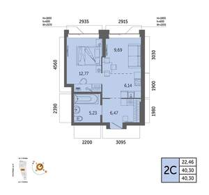 2-к квартира, вторичка, 40м2, 13/32 этаж