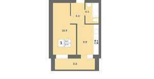 1-к квартира, вторичка, 38м2, 3/12 этаж
