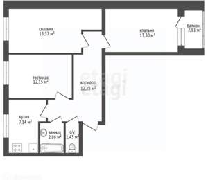 3-к квартира, вторичка, 65м2, 3/5 этаж