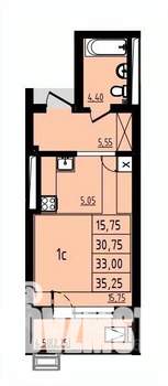 Студия квартира, вторичка, 33м2, 23/25 этаж