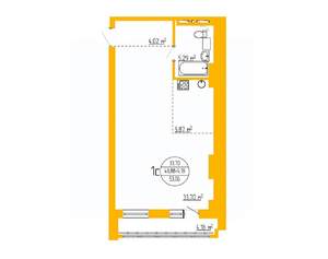 1-к квартира, строящийся дом, 53м2, 5/16 этаж