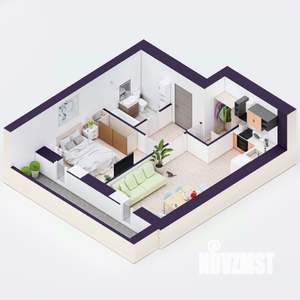 2-к квартира, вторичка, 43м2, 1/20 этаж