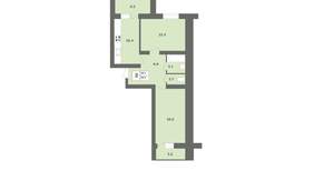 2-к квартира, вторичка, 56м2, 1/12 этаж
