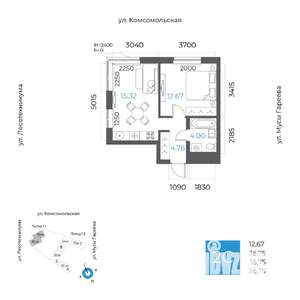 2-к квартира, вторичка, 37м2, 23/32 этаж