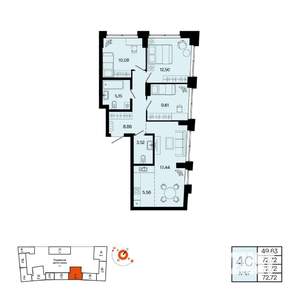 4-к квартира, вторичка, 73м2, 4/31 этаж