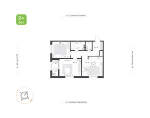 2-к квартира, вторичка, 66м2, 15/25 этаж