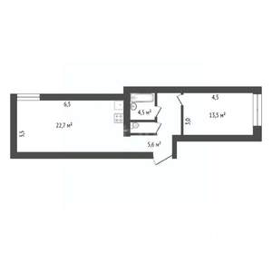 2-к квартира, вторичка, 46м2, 2/3 этаж